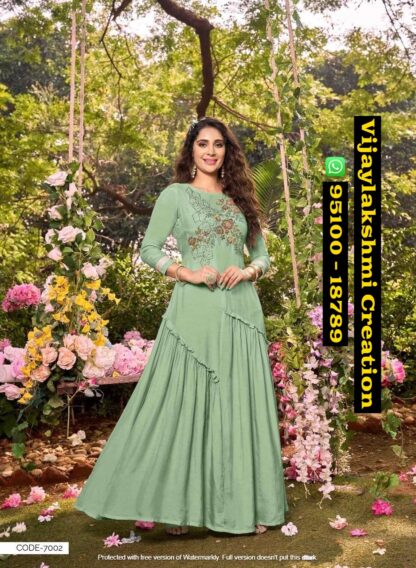 Anju Fabrics Code 7002 Gowns In Singles And Full Catalog