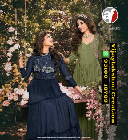 Anju Fabrics Code 7003 Gowns In Singles And Full Catalog