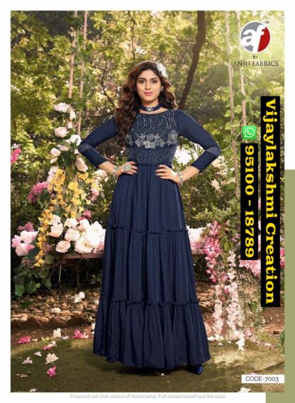 Anju Fabrics Code 7003 Gowns In Singles And Full Catalog