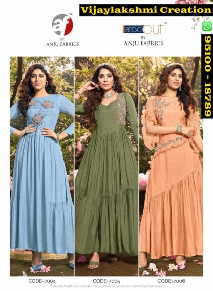 Anju Fabrics Code 7004 - Code 7006 Gowns In Singles And Full Catalog