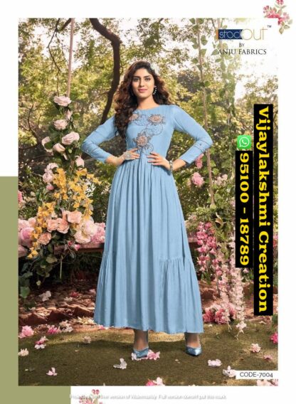 Anju Fabrics Code 7004 Gowns In Singles And Full Catalog