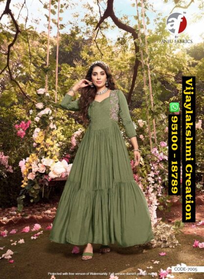 Anju Fabrics Code 7005 Gowns In Singles And Full Catalog