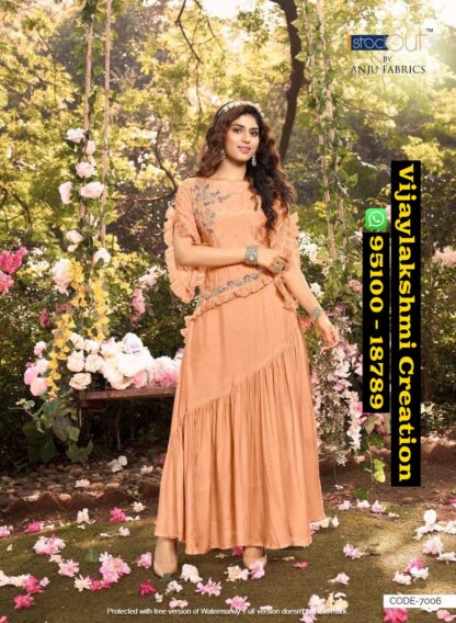 Anju Fabrics Code 7006 Gowns In Singles And Full Catalog