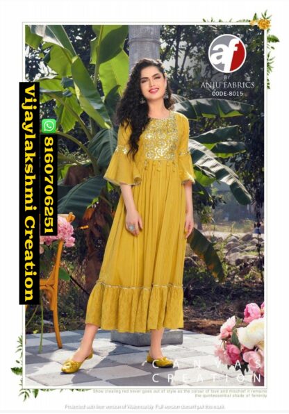 Anju Fabrics Memories Code-8015 Gowns With Tassels In Singles And Full Catalog