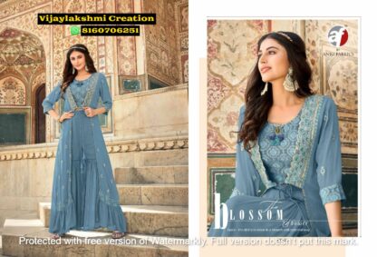 Anju Fabrics Occasion 9003 Crop Top With Stylish Koti and Bottom Set in Singles and Full Catalog