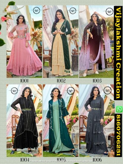 M&M Arzoie D.No 1001 To D.No 1006 Indo western dress In Singles And Full Catalog