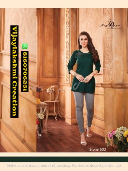 Mayur Stone Vol 5 D.No. Stone 503 Short Kurti With Pant In Singles And Full Catalog