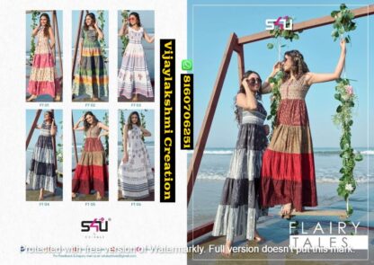 S4U Flairy Tales FT 01 To FT 06 Handloom Cotton Gown Style Kurti In Singles And Full Catalog