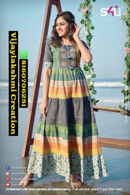 S4U Flairy Tales FT 02 Handloom Cotton Gown Style Kurti In Singles And Full Catalog