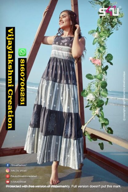 S4U Flairy Tales FT 04 Handloom Cotton Gown Style Kurti In Singles And Full Catalog