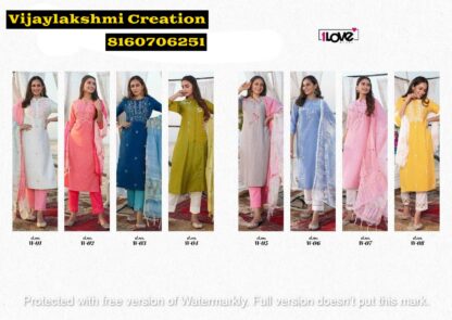 1Love S4U Womaniya D.No. W-01 To W-08 Kurti With Pant And Dupatta In Singles And Full Catalog