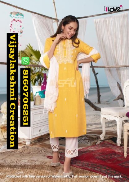 1Love S4U Womaniya D.No. W-08 Kurti With Pant And Dupatta In Singles And Full Catalog