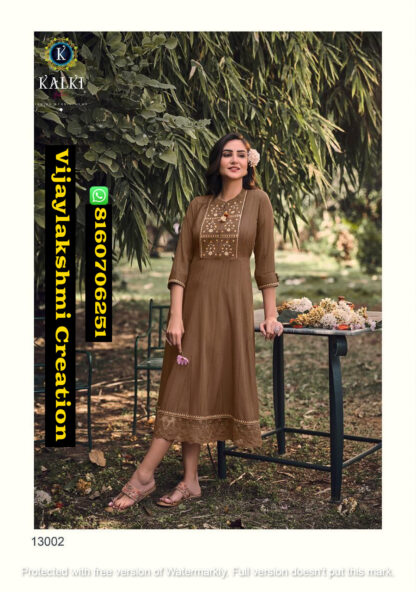 Kalki Fashion Noor D.No. 13002 Gown Style Kurtis in Singles Ad Full Catalog