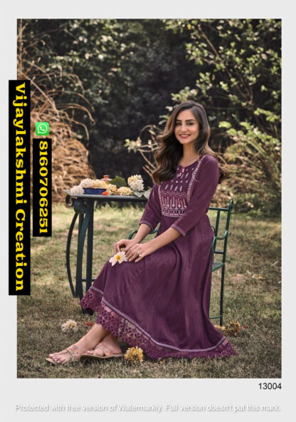 Kalki Fashion Noor D.No. 13004 Gown Style Kurtis in Singles Ad Full Catalog