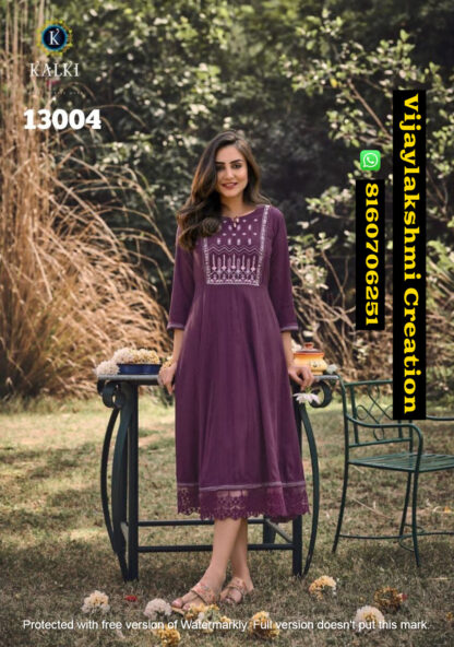 Kalki Fashion Noor D.No. 13004 Gown Style Kurtis in Singles Ad Full Catalog