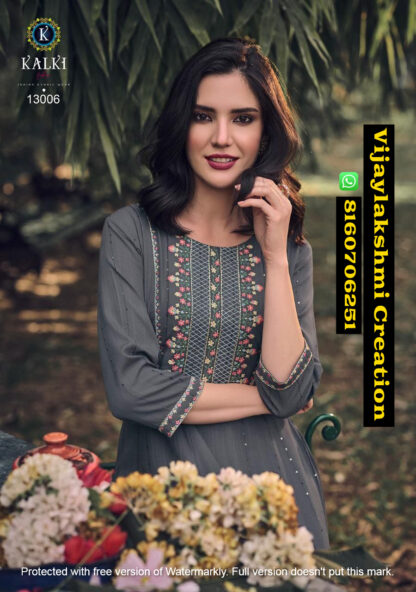 Kalki Fashion Noor D.No. 13006 Gown Style Kurtis in Singles Ad Full Catalog