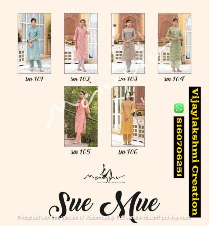 Mayur Sue Mue D.No sm 101 To sm 106 Kurti With Pant In Singles And Full Catalog