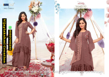 Anju Fabrics Divine D.No 8042 Georgette Kurtis With Pant In Singles And Full Catalog