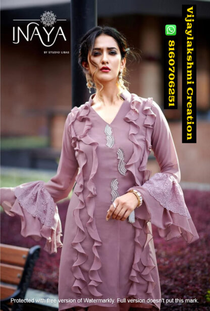 Inaya Studio Libas Frills & Frills Lpc 29 Dark Rose Gold Kurtis and Pants In Singles And Full Catalog