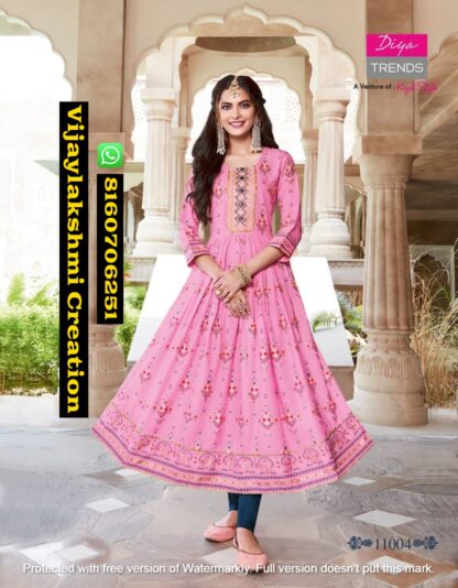 Diya Trends Rakhi Special Ethnicity Vol 11 D.No 11004 Kurti Gowns in Singles and Full Catalog