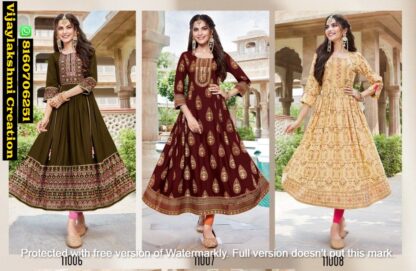 Diya Trends Rakhi Special Ethnicity Vol 11 D.No 11006 To 11008 Kurti Gowns in Singles and Full Catalog