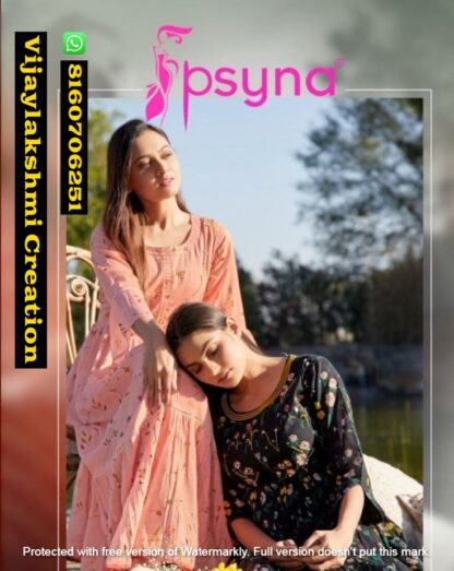 Psyna Delight Ankel Length Printed Gowns Kurtis in Singles and Full Catalog