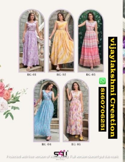 S4U Rangrez D.No RG 01 To RG 05 Long Gowns Kurtis In Singles And Full Catalog