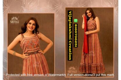 Shivali Tyohaar Upada Prints Terra Cotta Gown With Dupatta In Singles And Full Catalog