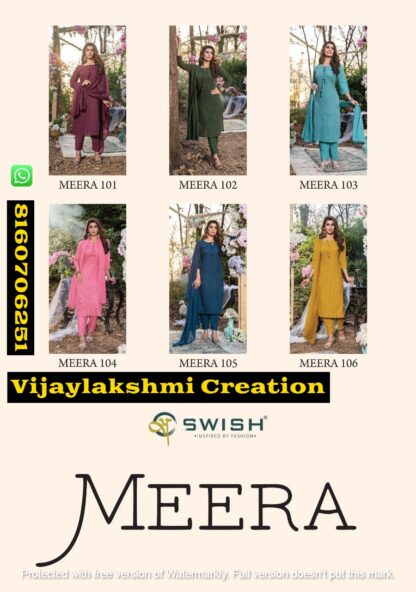 Swish Meera D.No Meera 101 To 106 Kurtis With Cotton Bottom and Dupatta in Singles and Full Catalog
