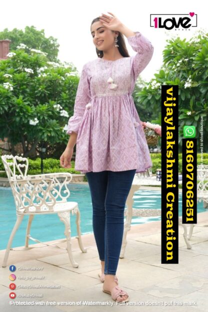 1love Wedesi D.No WD-14 Cotton New and Modern Style Kurti in Singles and Full Catalog