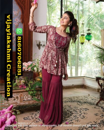 Anju Fabrics Cinderella Vol 2 D.No CINDERELLA 7121 Crop Top and Divider With Jacket in Singles and Full Catalog