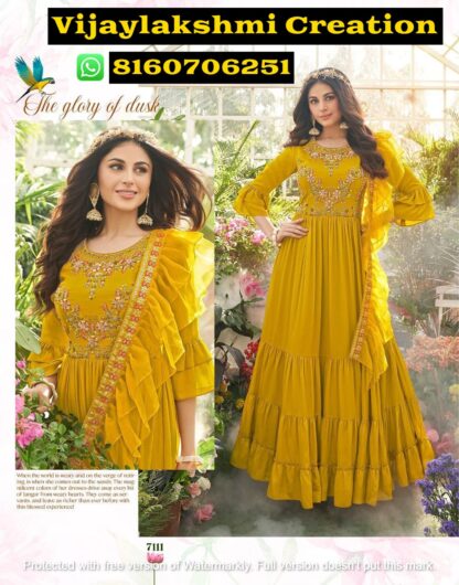 Anju Fabrics Wedding Masti Vol 2 D.No 7111 Readymade Designer Gowns With Drap Dupatta in Singles and Full Catalog