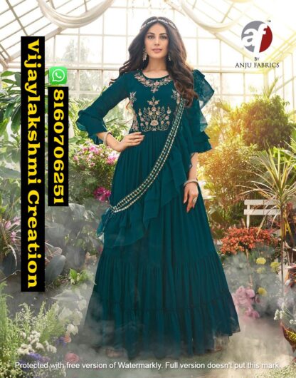 Anju Fabrics Wedding Masti Vol 2 D.No 7113 Readymade Designer Gowns With Drape Dupatta in Singles and Full Catalog