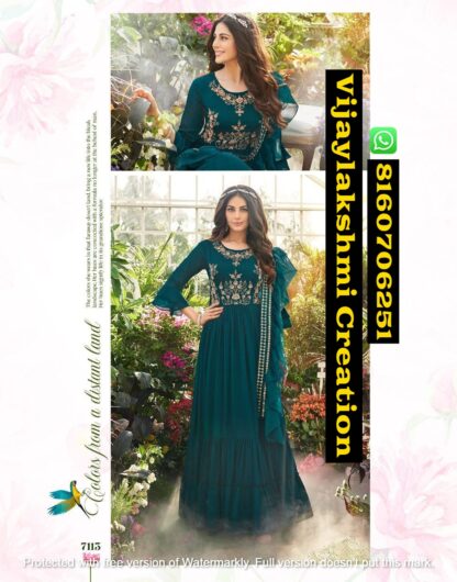 Anju Fabrics Wedding Masti Vol 2 D.No 7113 Readymade Designer Gowns With Drape Dupatta in Singles and Full Catalog