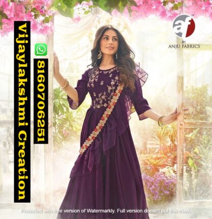 Anju Fabrics Wedding Masti Vol 2 D.No 7114 Readymade Designer Gowns With Drape Dupatta in Singles and Full Catalog