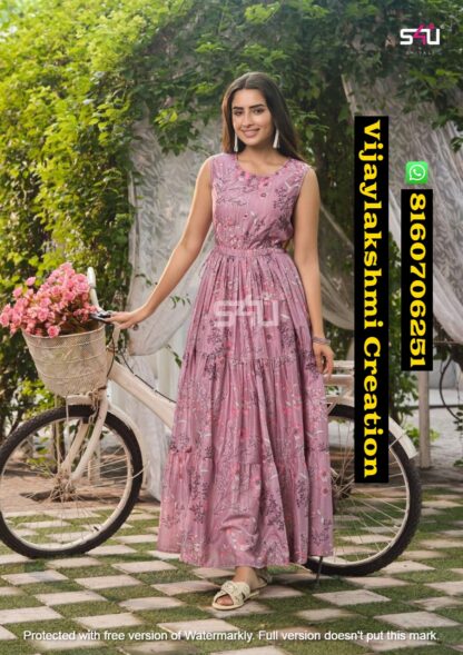 S4U Weekend Passion D.No WP 03 Rayon Printed Long Gown in Singles and Full Catalog