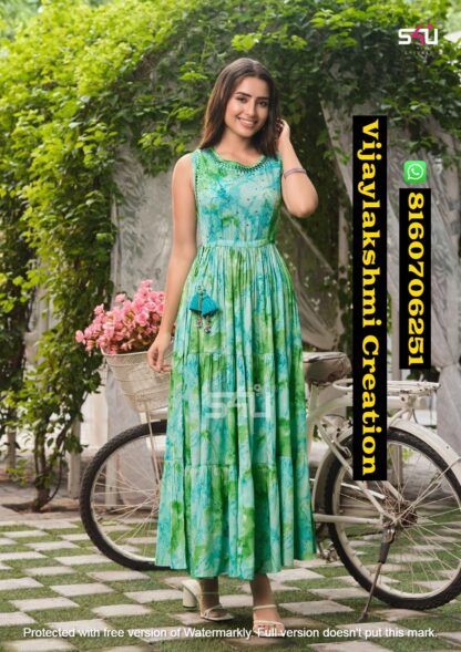 S4U Weekend Passion D.No WP 04 Rayon Printed Long Gown in Singles and Full Catalog