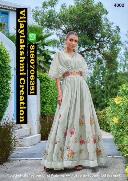 Vamika Sofiyan D.No 4002 Georgette Gown In Singles And Full Catalog