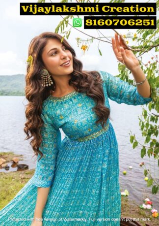 Anju Fabrics Bahara 7142 Flared Designer Gown In Singles And Full Catalog