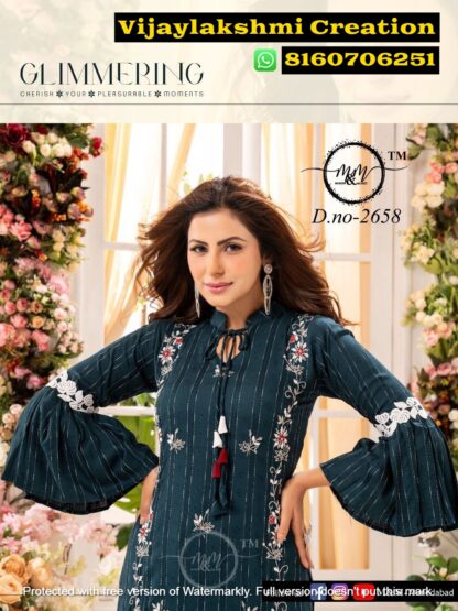 Mukesh And Mohit(M&M) D.No 2658 Indo Western Wear And Kurti With Bottom Collection In Singles And Full Catalog