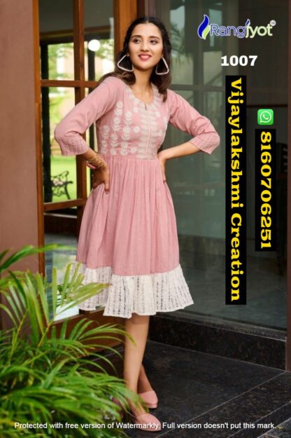 Rangjyot Unique Vol 1 D.No 1007 Fancy Designer Short Tunics In Singles And Full Catalog