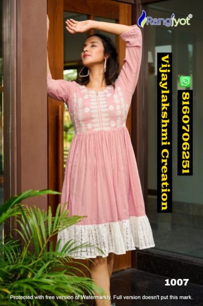 Rangjyot Unique Vol 1 D.No 1007 Fancy Designer Short Tunics In Singles And Full Catalog
