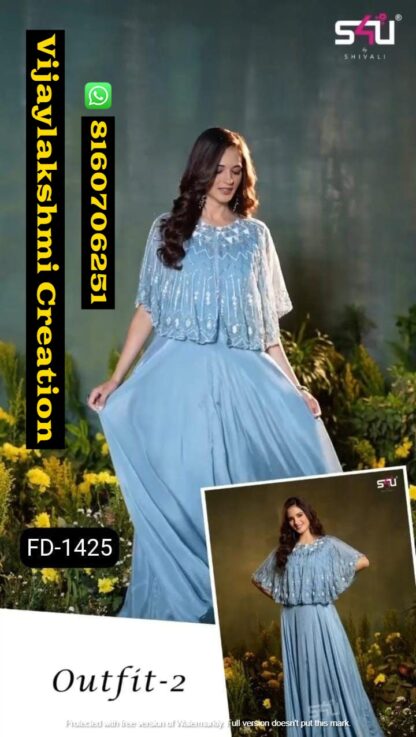 S4U FD - 1425 Indo Western Gown In Singles And Full Catalog