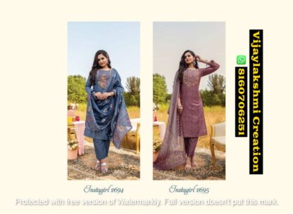 Anju Fabrics Insta Girl Vol 3 D.No Instagirl 2694 to 2695 Viscose Embroidery Designer Kurti Pant With Dupatta In Singles And Full Catalog