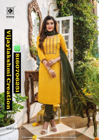 Nikhaar by Kiana D.No 102 Designer Festive Wear Readymade Salwar Kameez in Singles and Full Catalog
