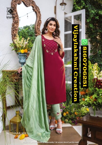 Nikhaar by Kiana D.No 104 Designer Festive Wear Readymade Salwar Kameez in Singles and Full Catalog