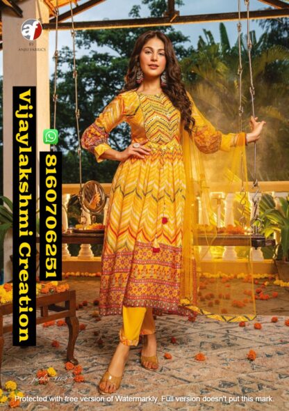 Anju Fabrics Jashn D.No Jashn 7162 Chinnon Digital Print Ready Made Suits In Singles And Full Catalog