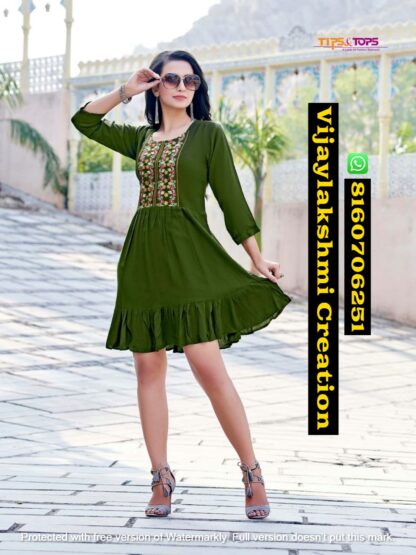 TIPS & TOPS Yami Vol - 3 Green Fancy Short Kurties with Extraordinary Pattern In Singles And Full Catalog