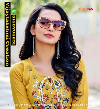 TIPS & TOPS Yami Vol - 3 Yellow Fancy Short Kurties with Extraordinary Pattern In Singles And Full Catalog