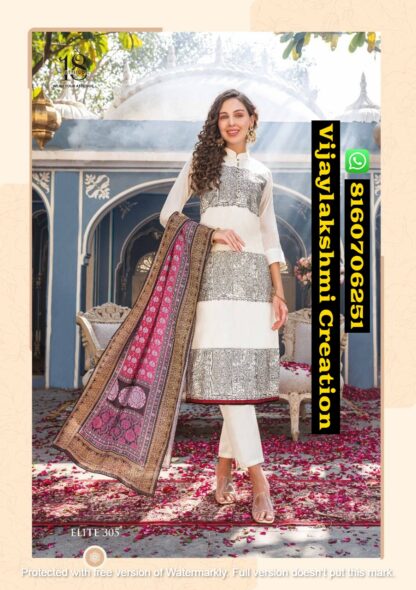 18 Attitude Elite Vol-3 D.No Elite 305 Pure Chanderi With Inner Top With Pant And Dupatta In Singles And Full Catalog